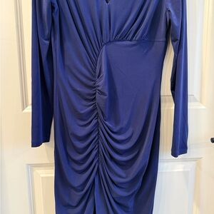 Maggy London Royal Blue Ruched Long Sleeve Dress